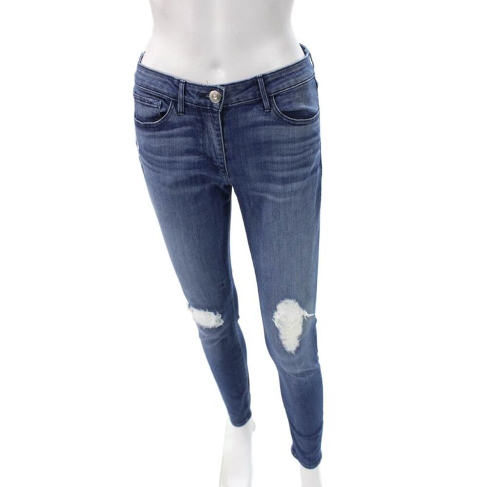 3x1 NYC Womens Skinny Ankle Jeans Dark Blue Mid Rise Size 27